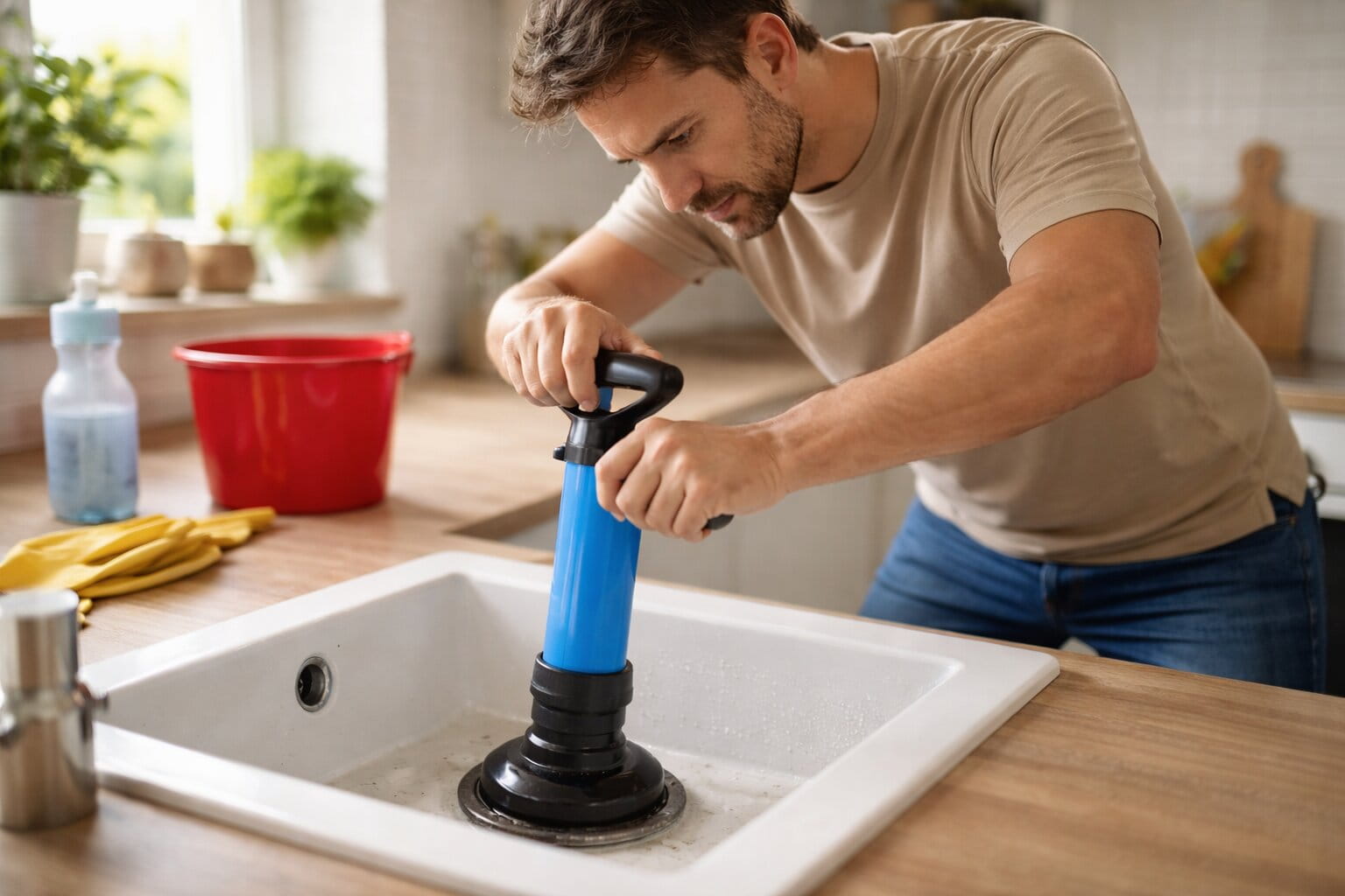 Rohrreinigung mit Rohrreinigungspumpe