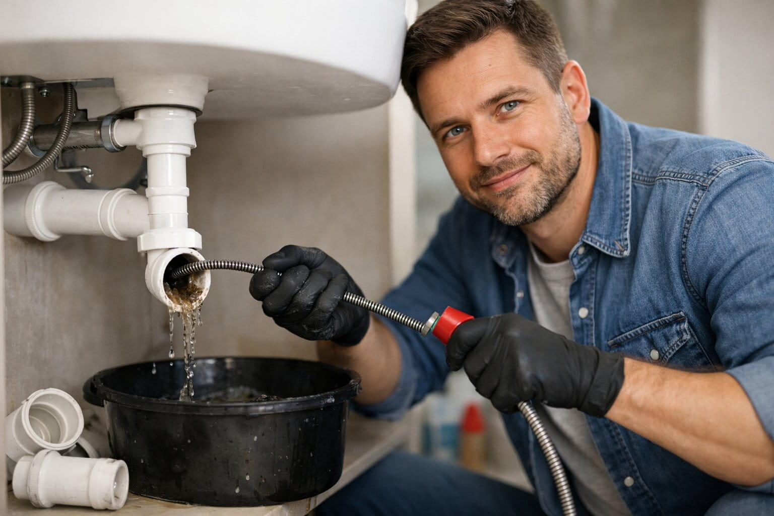 Abfluss verstopft? Siphon reinigen mit Spirale